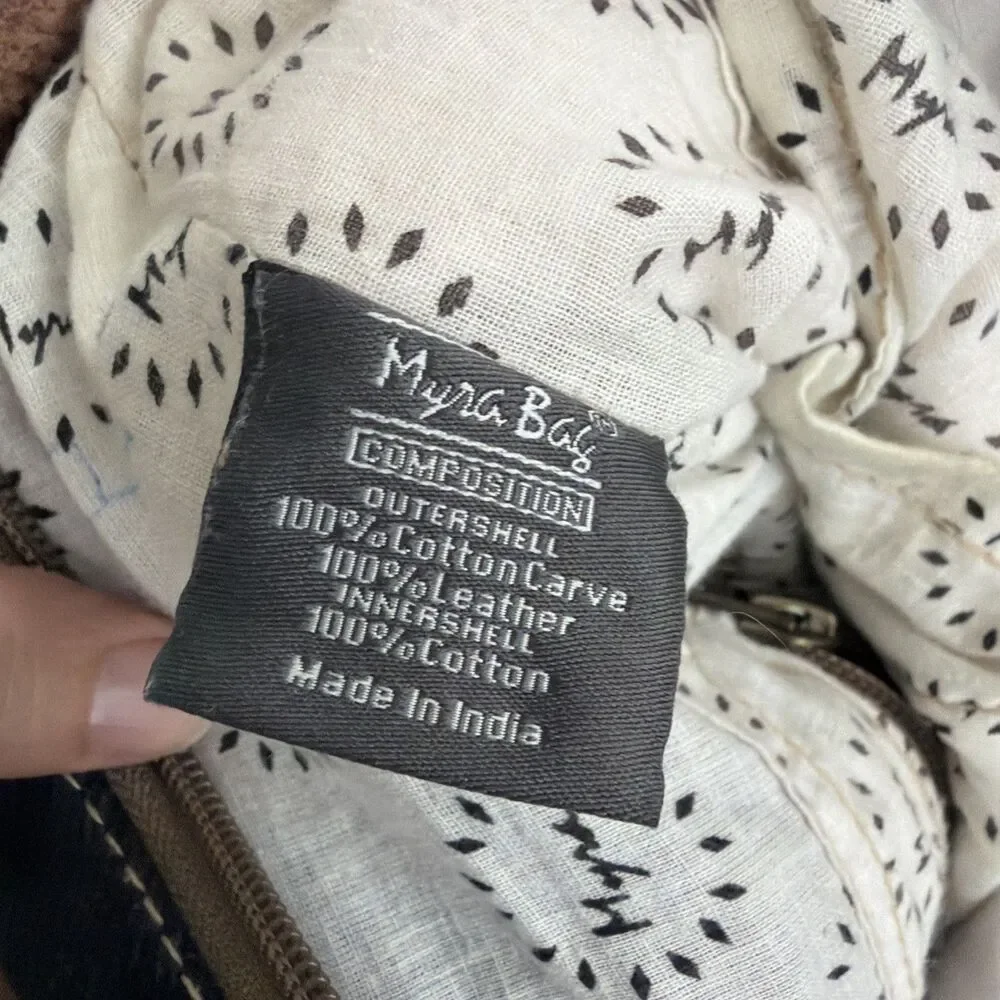 Myra Bag Exuberance Pink Shoulder Bag Crossbody Leather Cotton Carve - Picture 7 of 11